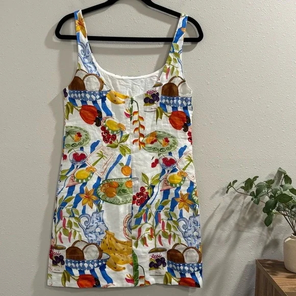 Farm Rio NWT XS Off White Fresh Table Euroflax Premium Linen Mini Dress Elegant - Picture 3 of 9